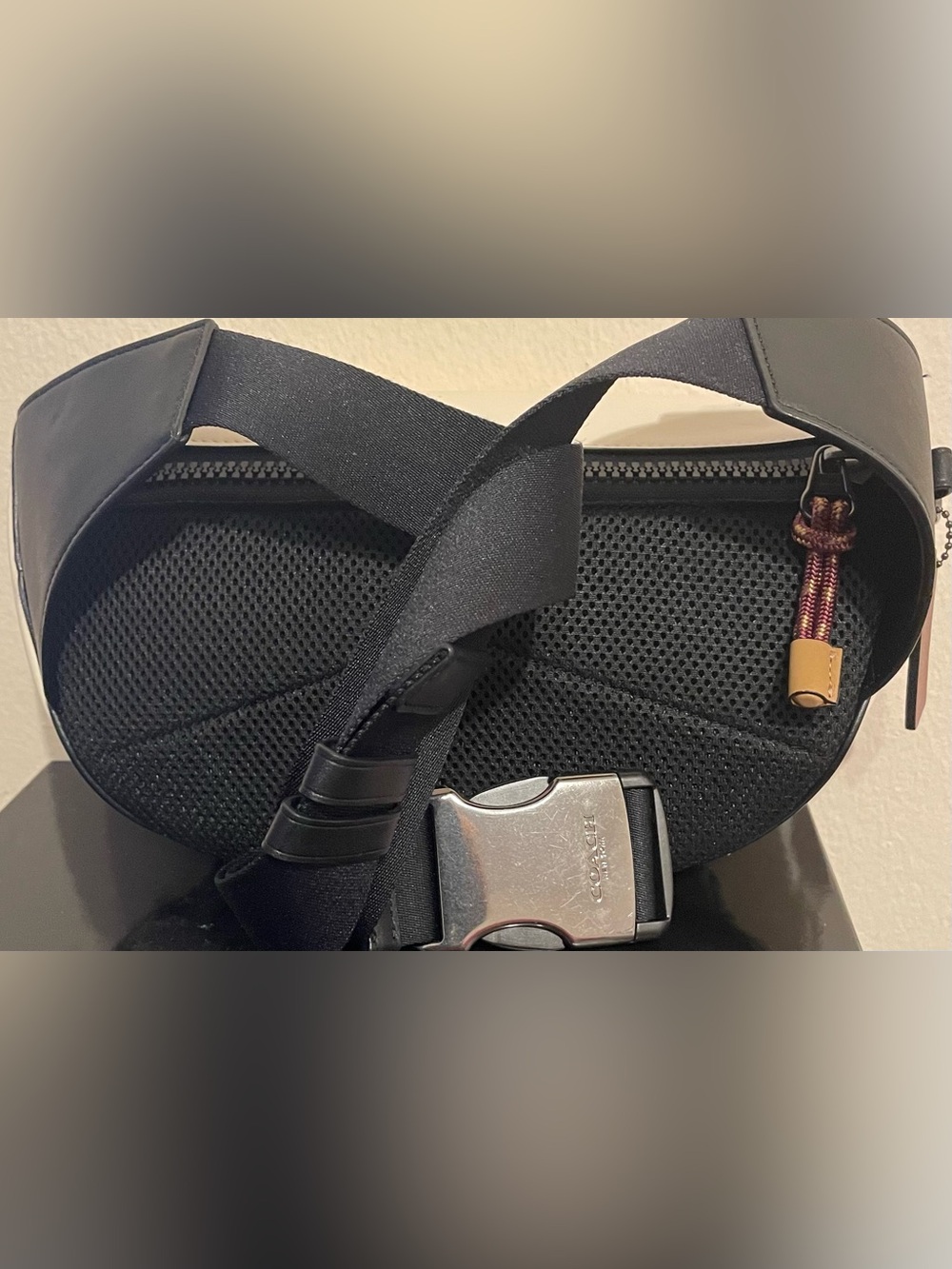 Coach White, Gray & Tan Leather Belt Bag with Black Trim - Picture 2 of 7